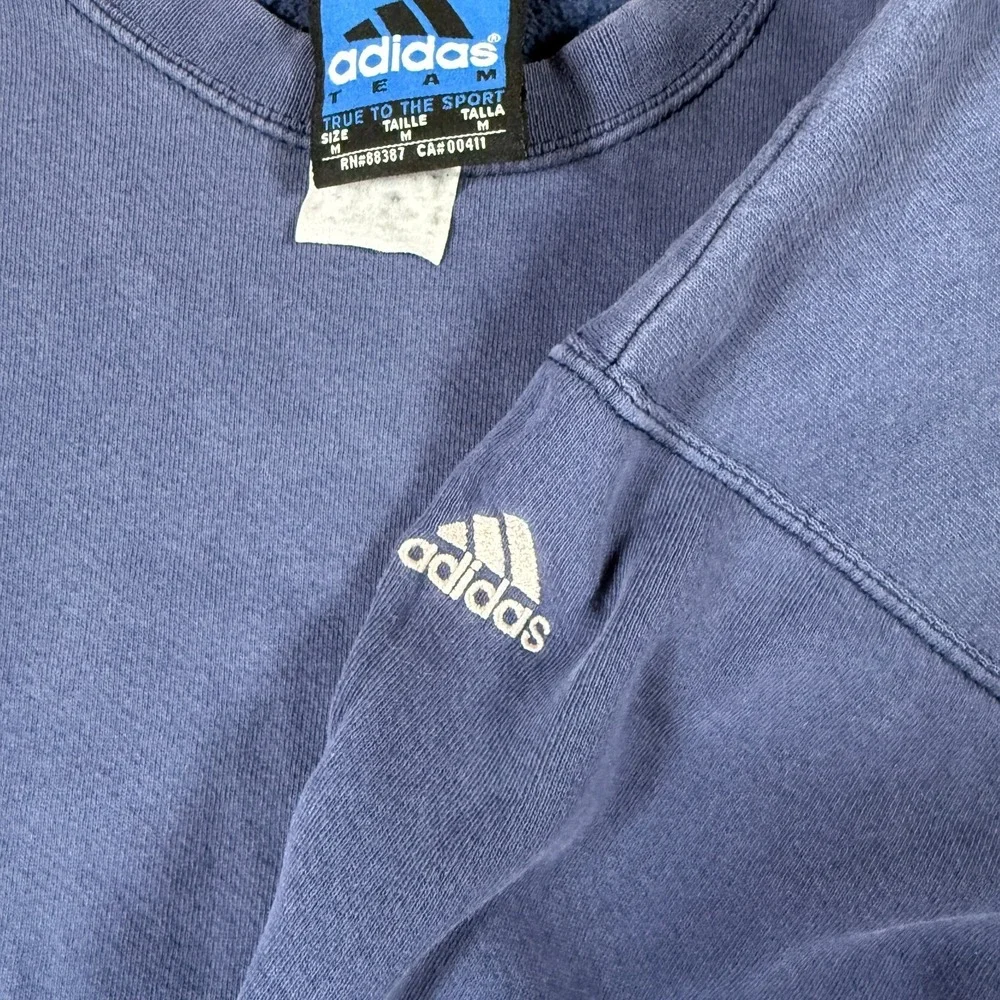 VTG Adidas True to the Sport Sun Faded Distressed Sweatshirt Blue Mens Medium